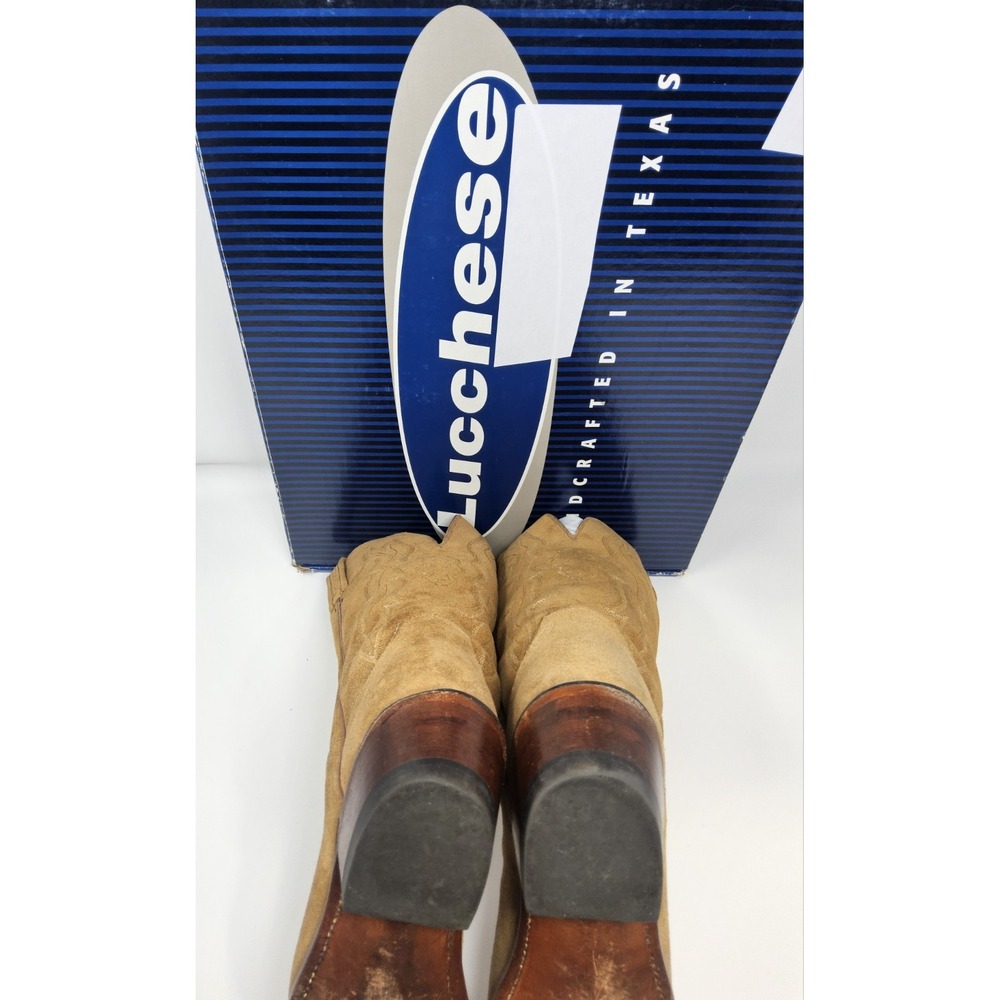 Lucchese Brown Suede Lace-Up Western Boots - Picture 11 of 14